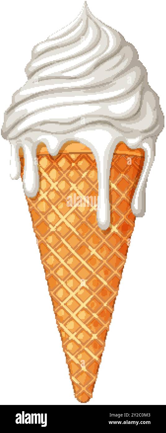 Creamy vanilla ice cream in a waffle cone Stock Vector Image & Art - Alamy