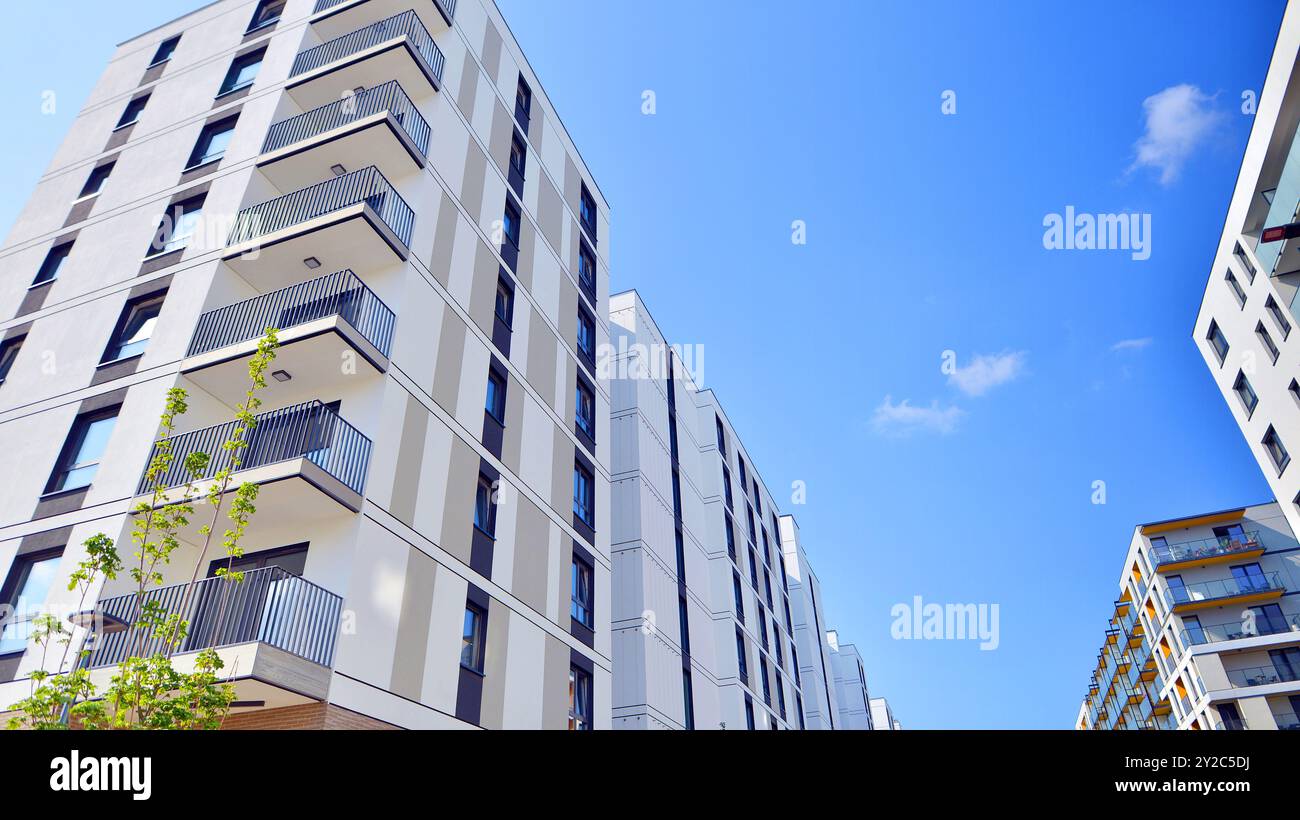 Image showcasing Modern architecture of urban residential apartment buildings on a sunny ...
