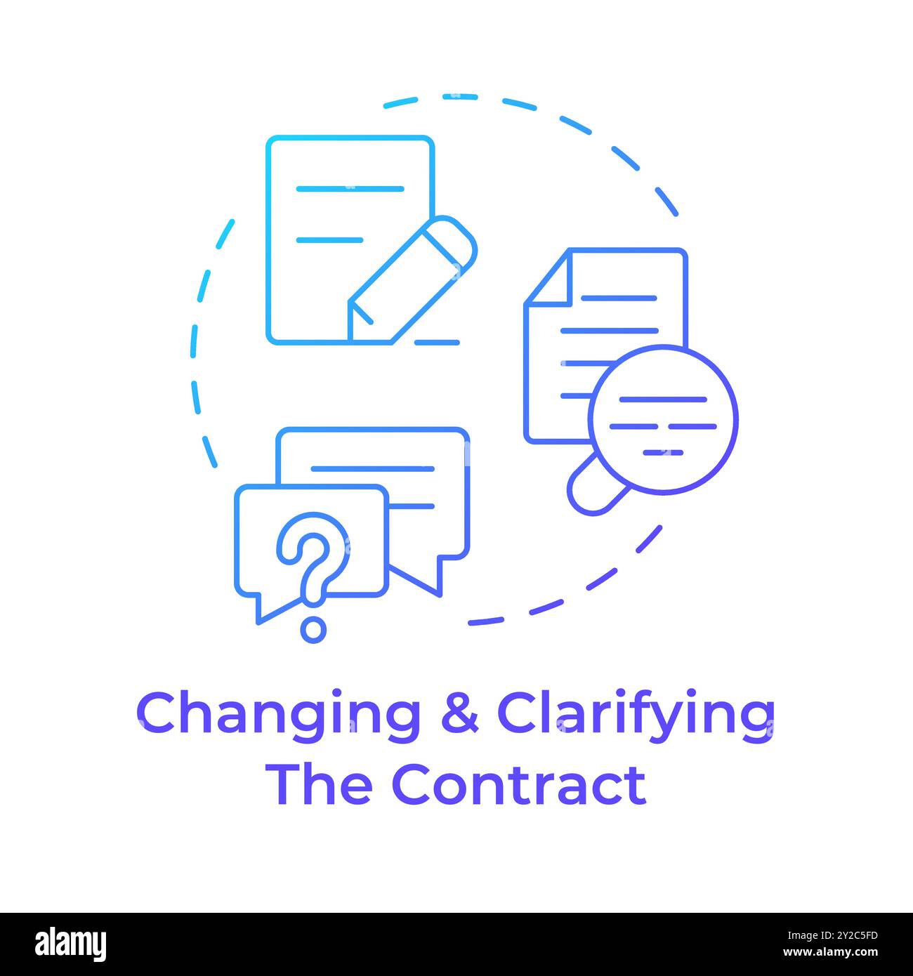 Changing and clarifying the contract blue gradient concept icon Stock Vector