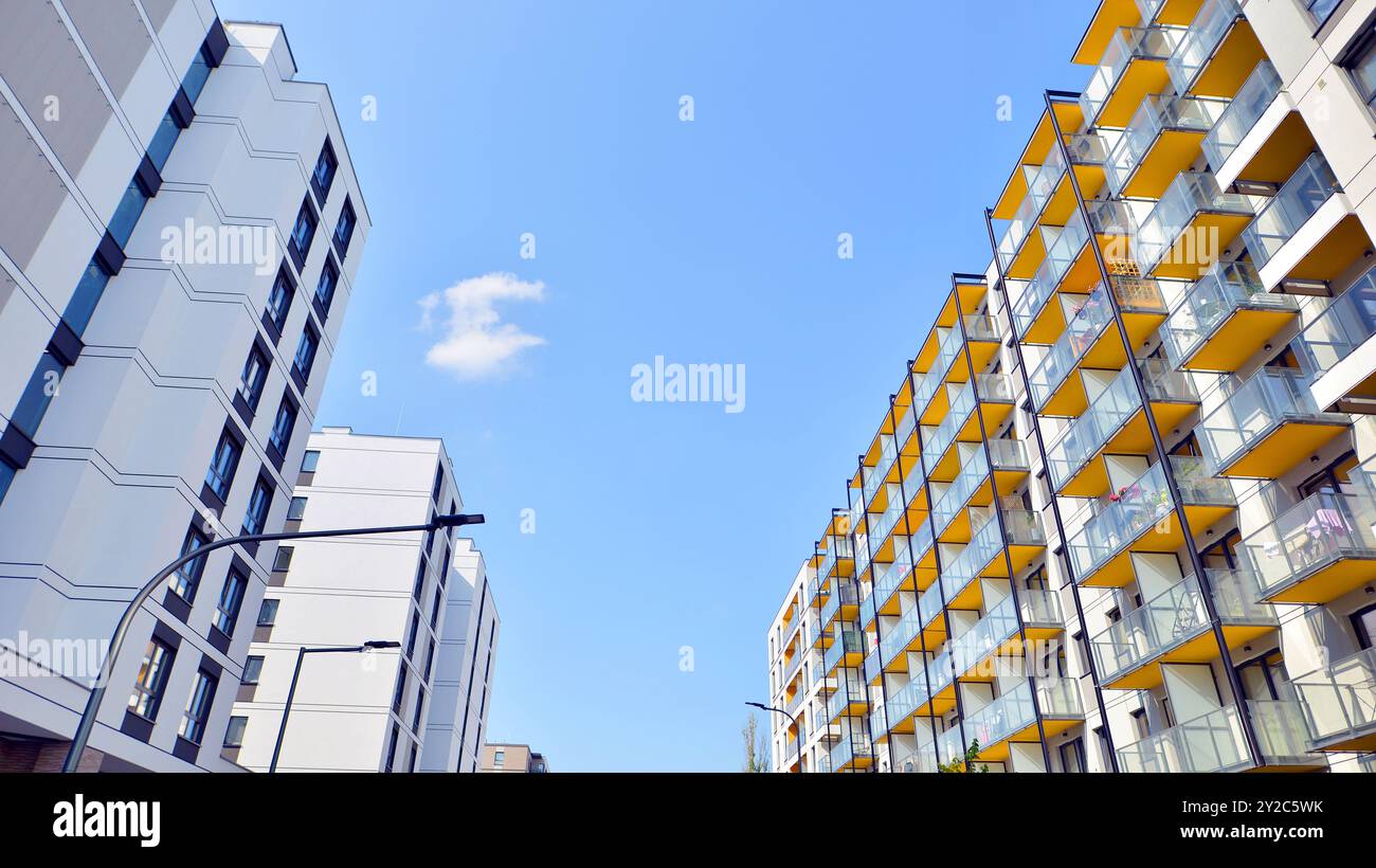 Modern architecture of urban residential apartment buildings on a sunny ...