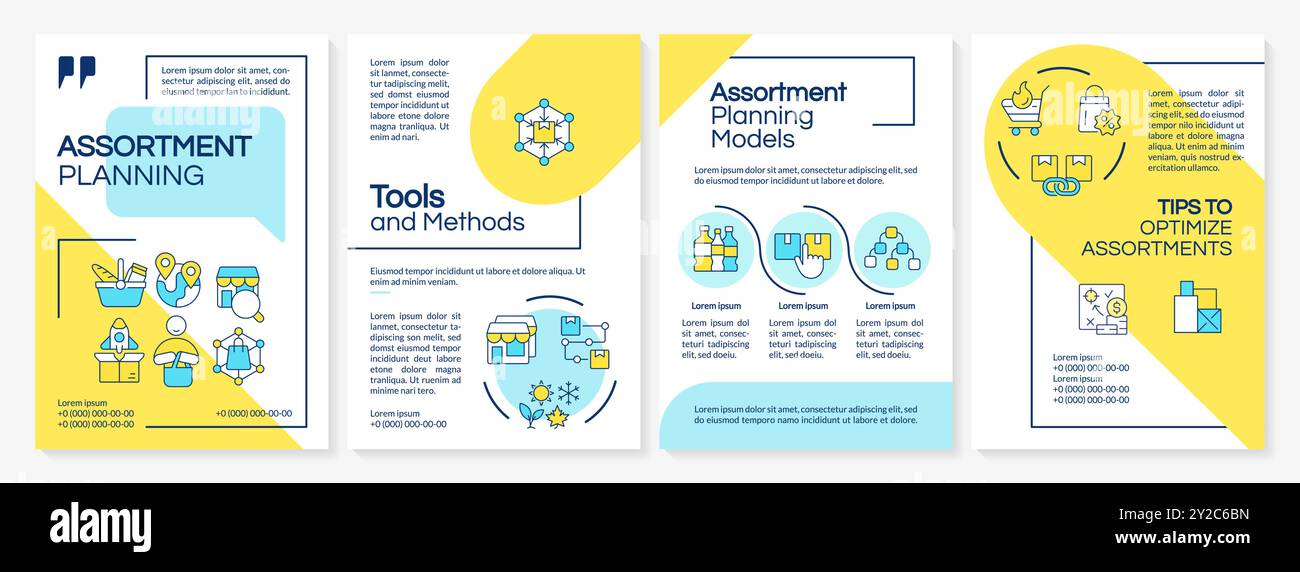 Assortment planning yellow and blue brochure template Stock Vector ...