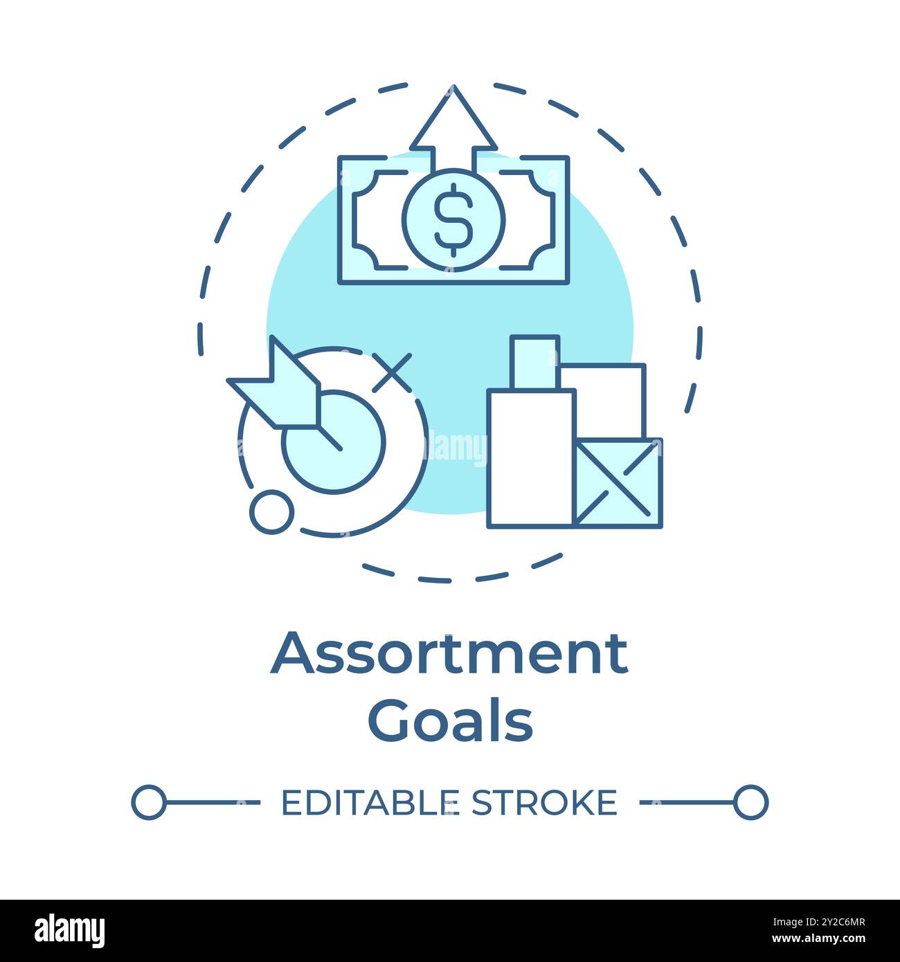Assortment goals soft blue concept icon Stock Vector