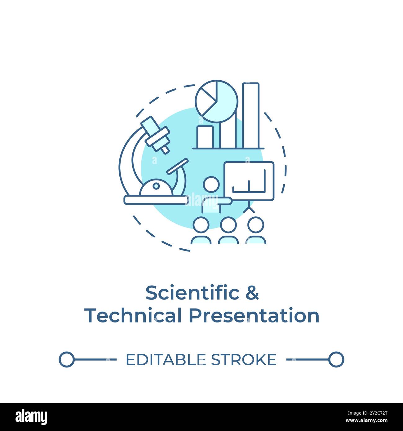 Scientific and technical presentation soft blue concept icon Stock Vector