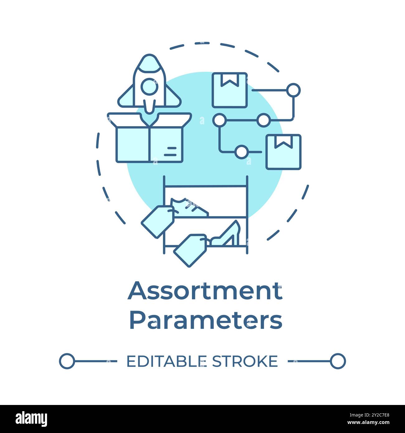 Assortment parameters soft blue concept icon Stock Vector