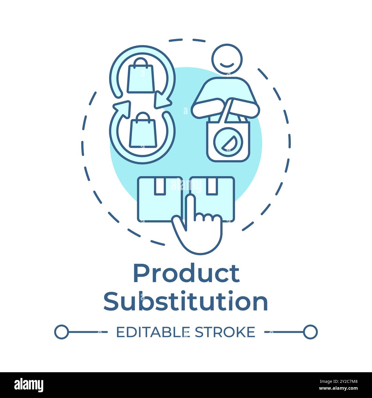 Product substitution soft blue concept icon Stock Vector