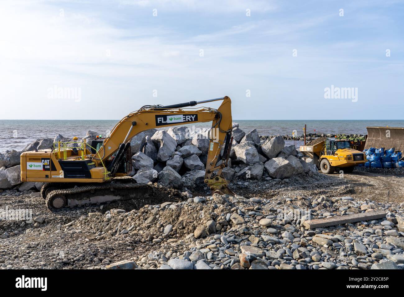 Aberaeron coastal defence scheme work underway to increase the town's ...