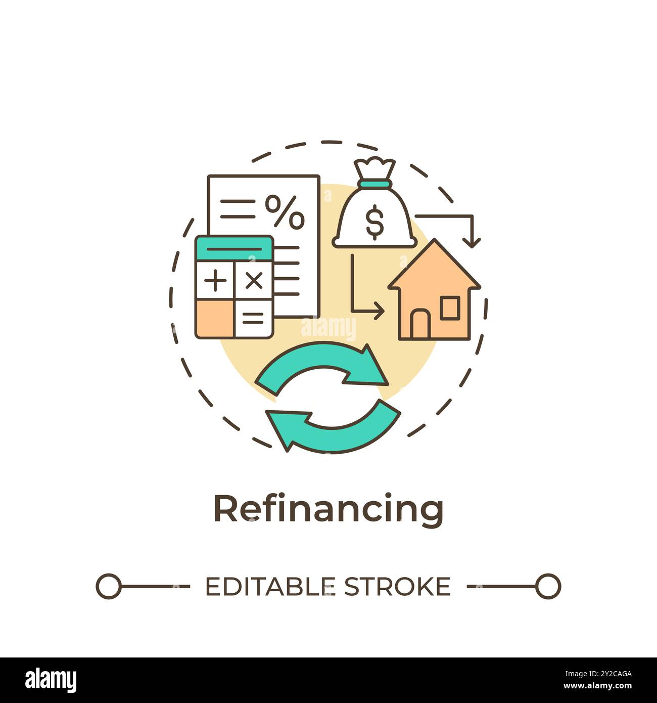 Refinancing multi color concept icon Stock Vector