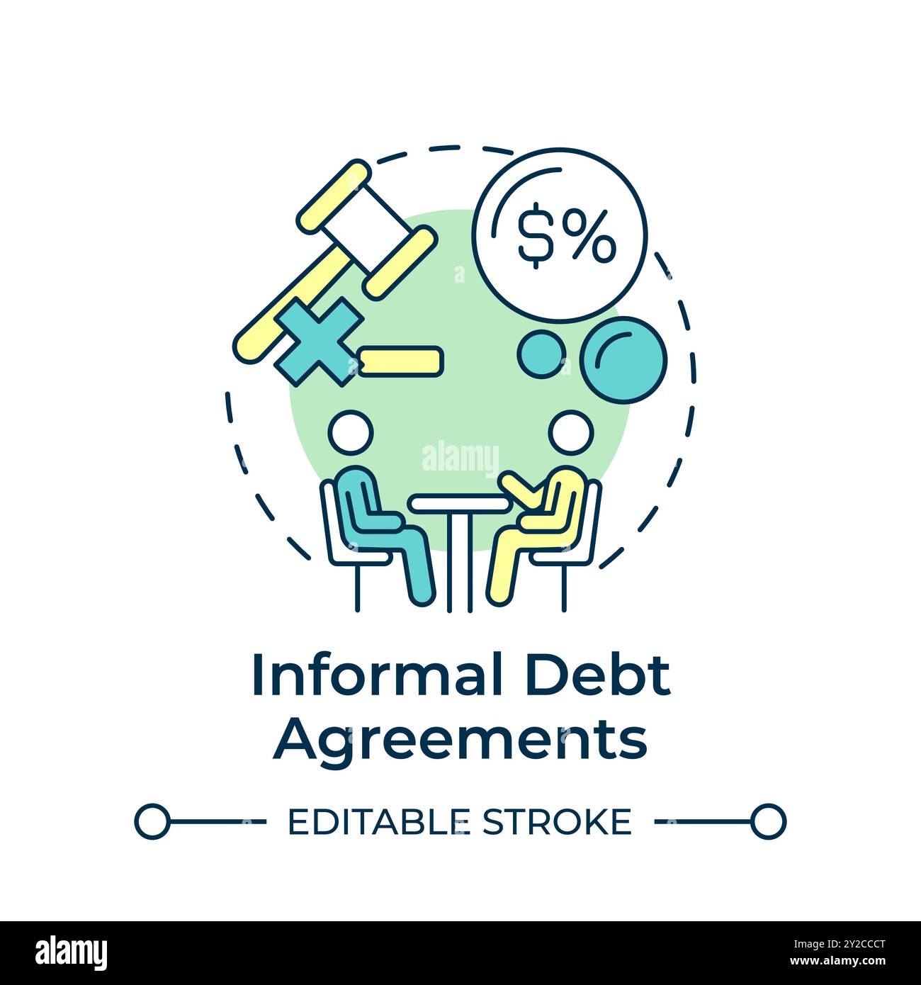 Informal debt agreements multi color concept icon Stock Vector