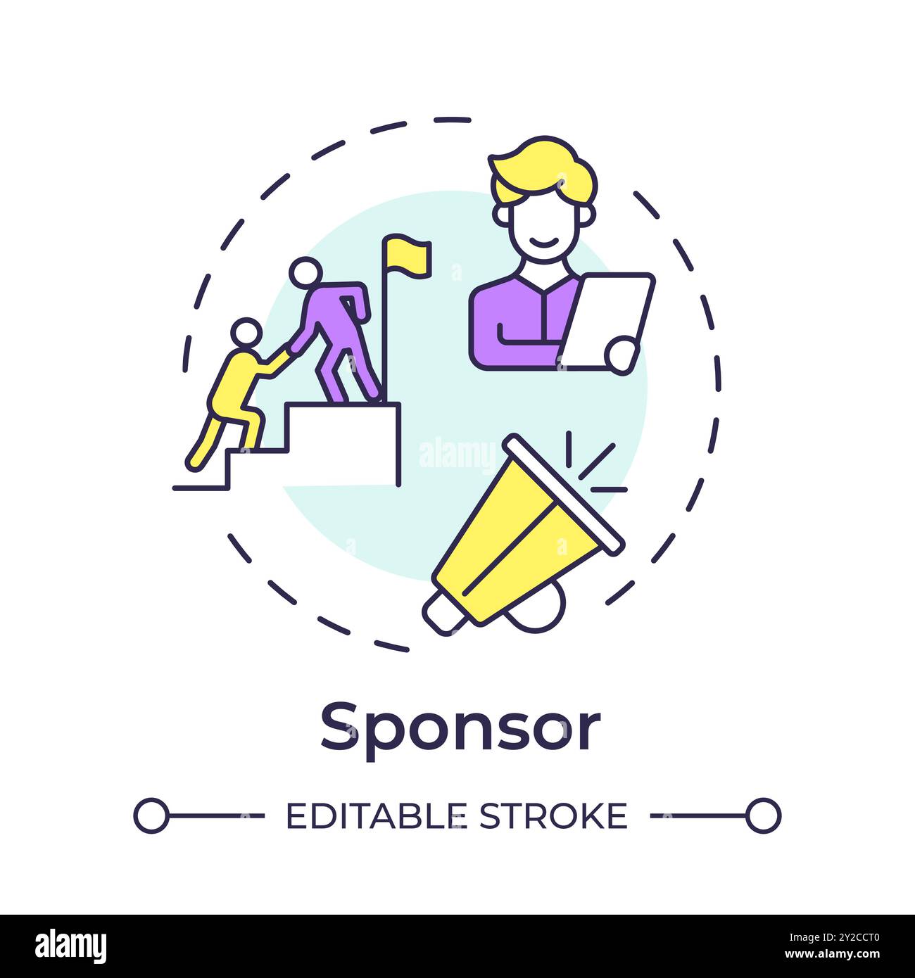 Sponsor multi color concept icon Stock Vector