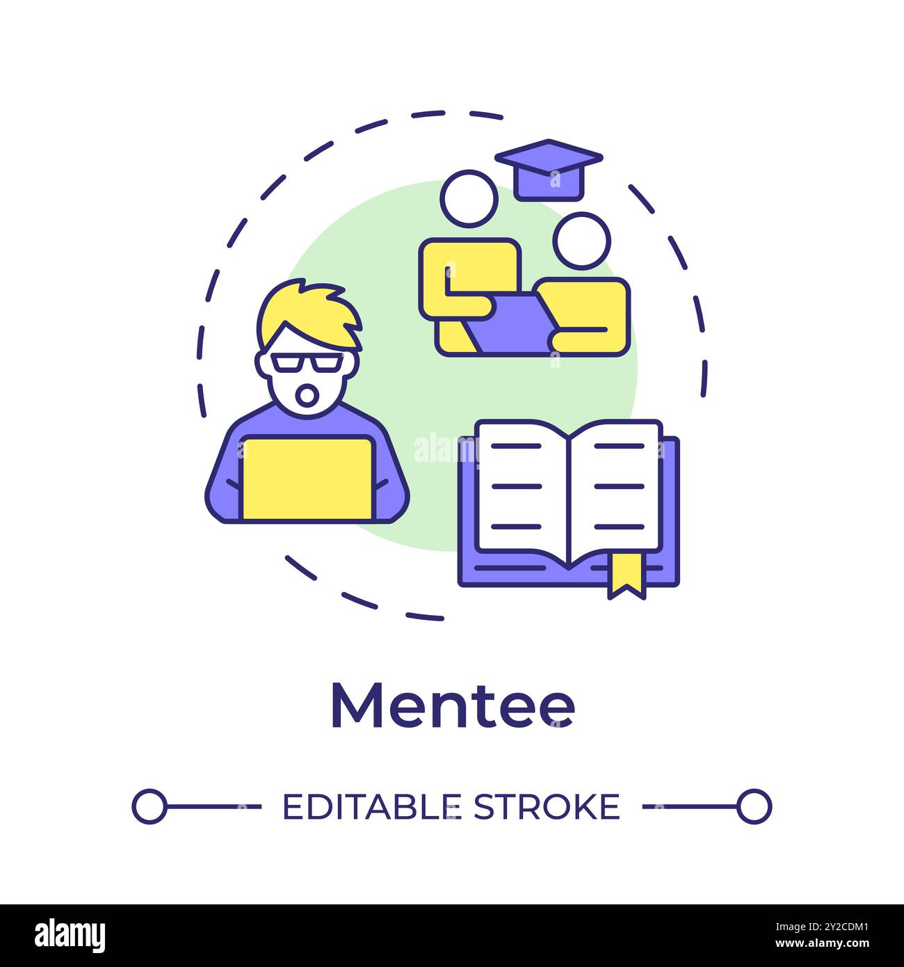 Mentee multi color concept icon Stock Vector