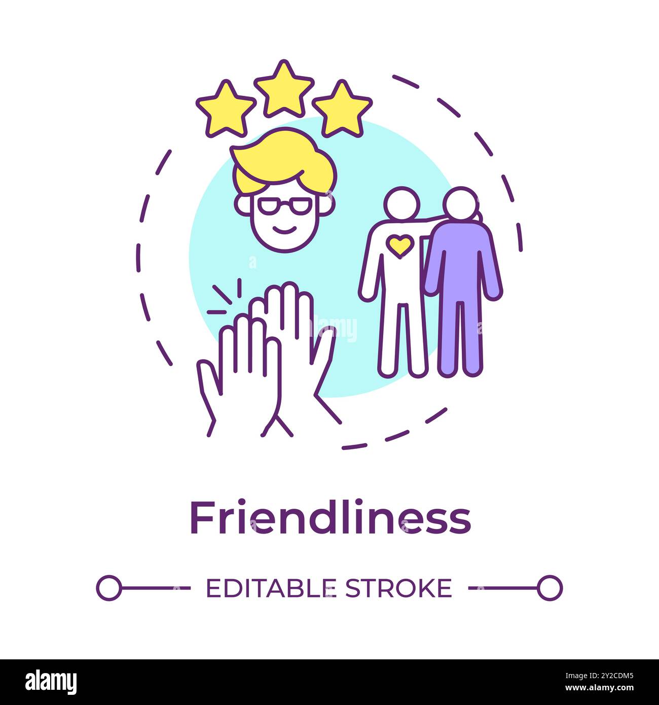 Friendliness multi color concept icon Stock Vector