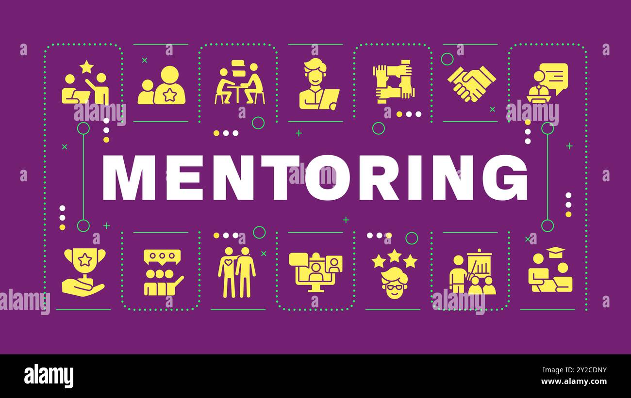 Mentorship purple word concept Stock Vector