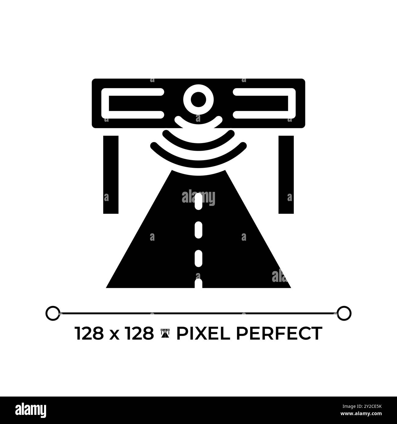 Smart road pixel perfect black glyph icon Stock Vector