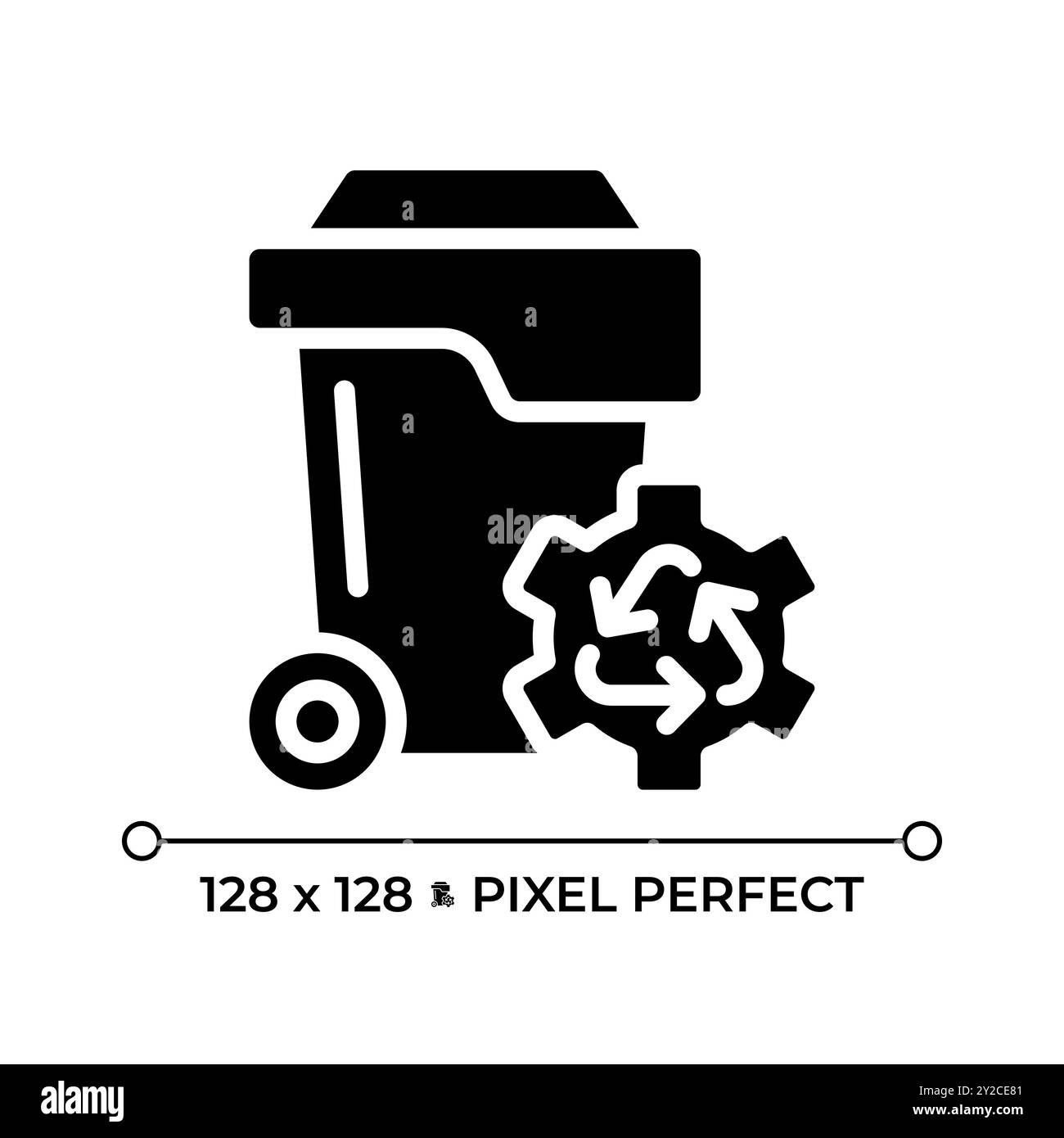 Waste management pixel perfect black glyph icon Stock Vector