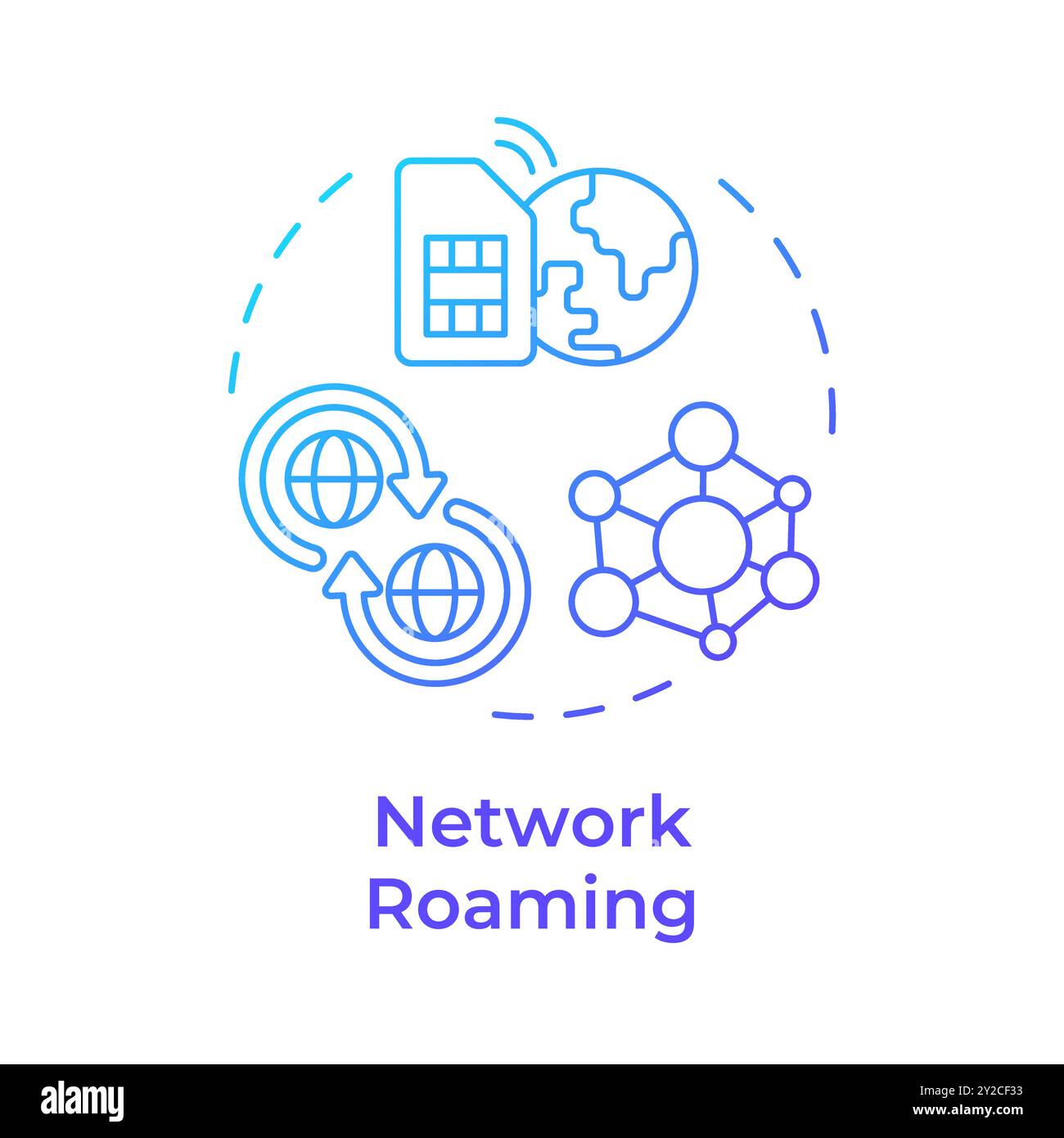 Network roaming blue gradient concept icon Stock Vector