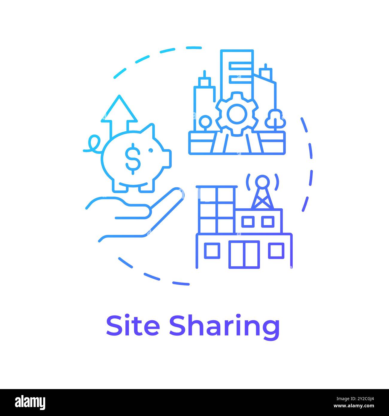 Site sharing blue gradient concept icon Stock Vector