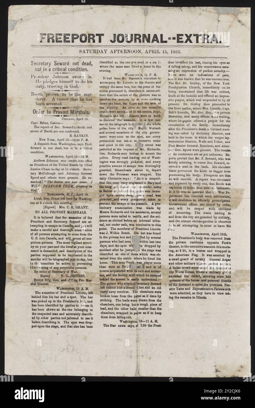 Lincoln 1865 newspaper hi-res stock photography and images