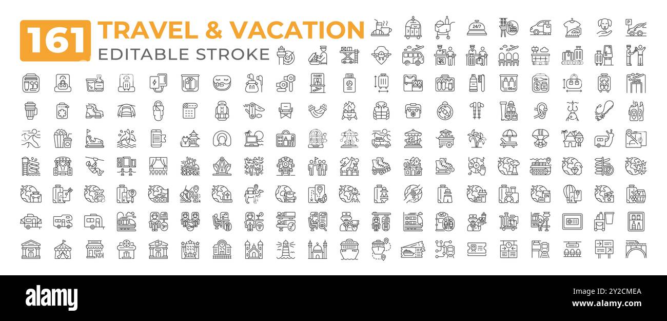 Travel vacation line icons big set Stock Vector Image & Art - Alamy