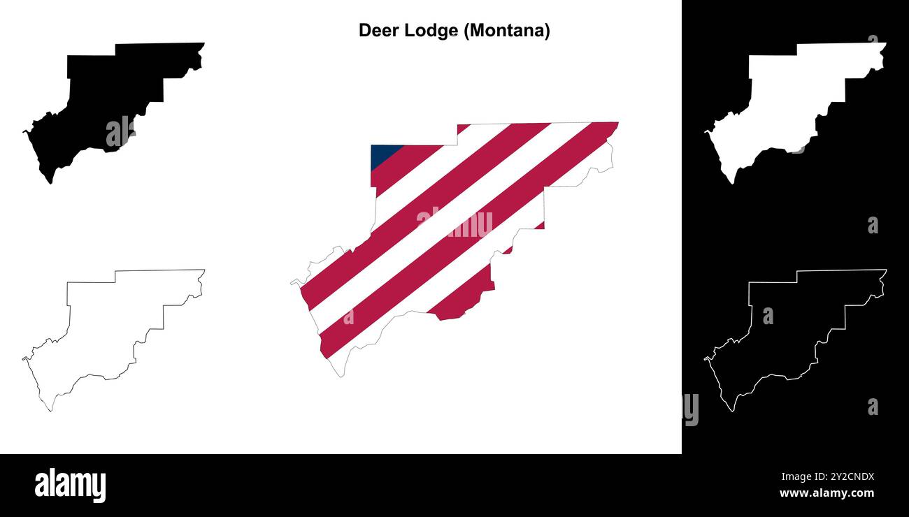 Deer Lodge County (Montana) outline map set Stock Vector Image & Art