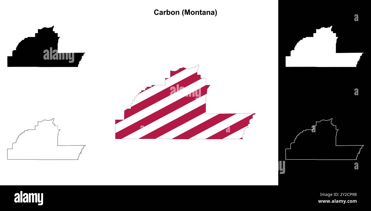 Carbon County (Montana) outline map set Stock Vector Image & Art - Alamy