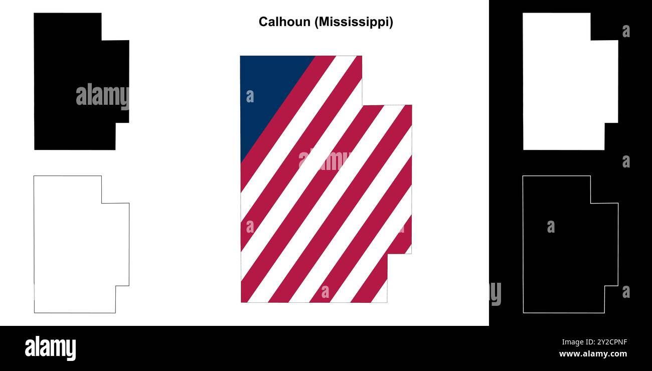 Calhoun County (Mississippi) outline map set Stock Vector Image & Art ...