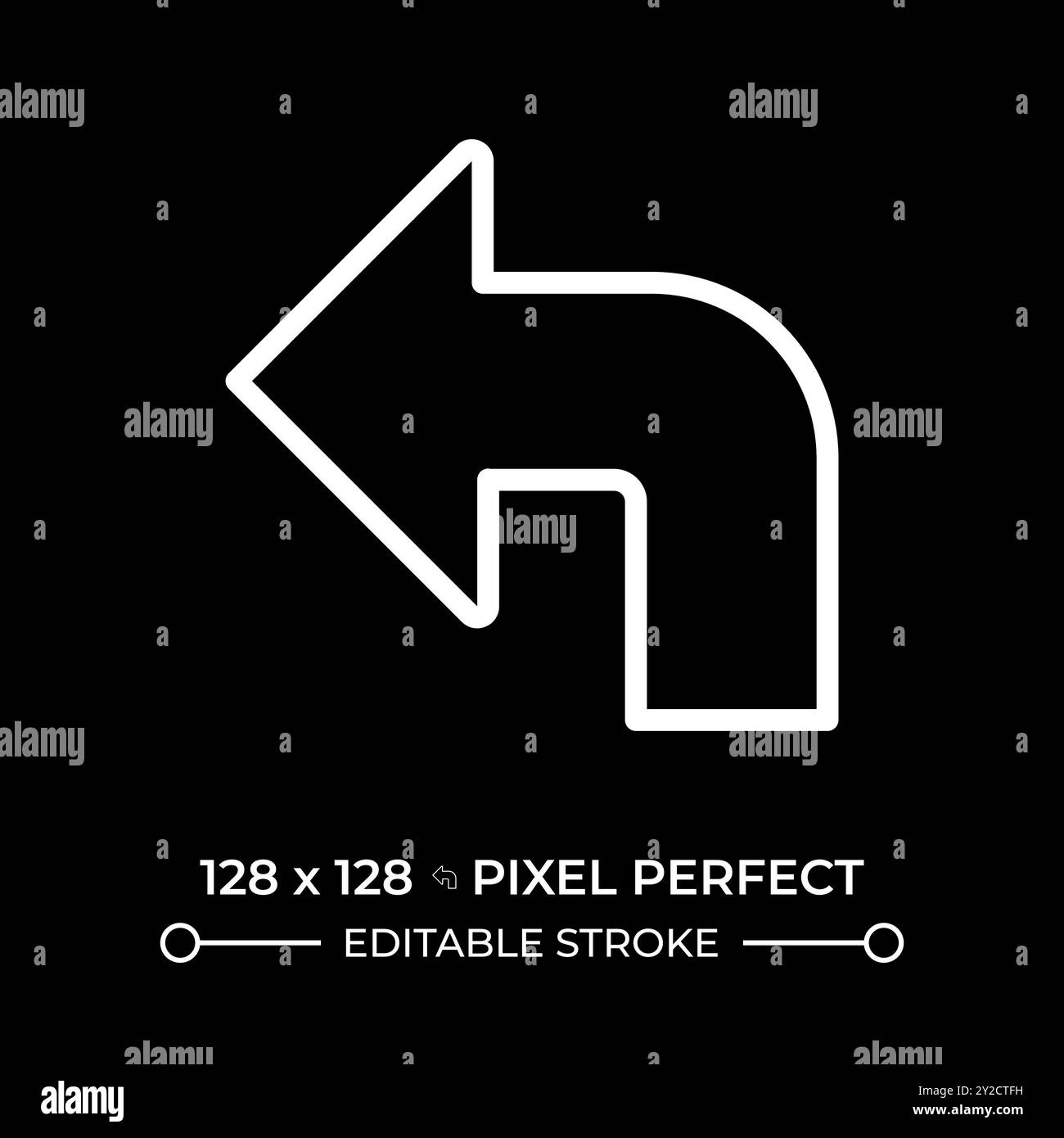 Left arrow white linear icon for dark theme Stock Vector