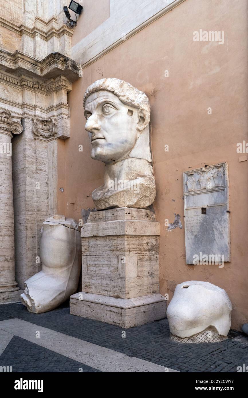 Rome, Italy 2024 Constantine Statue head at Capitoline Museums Stock ...