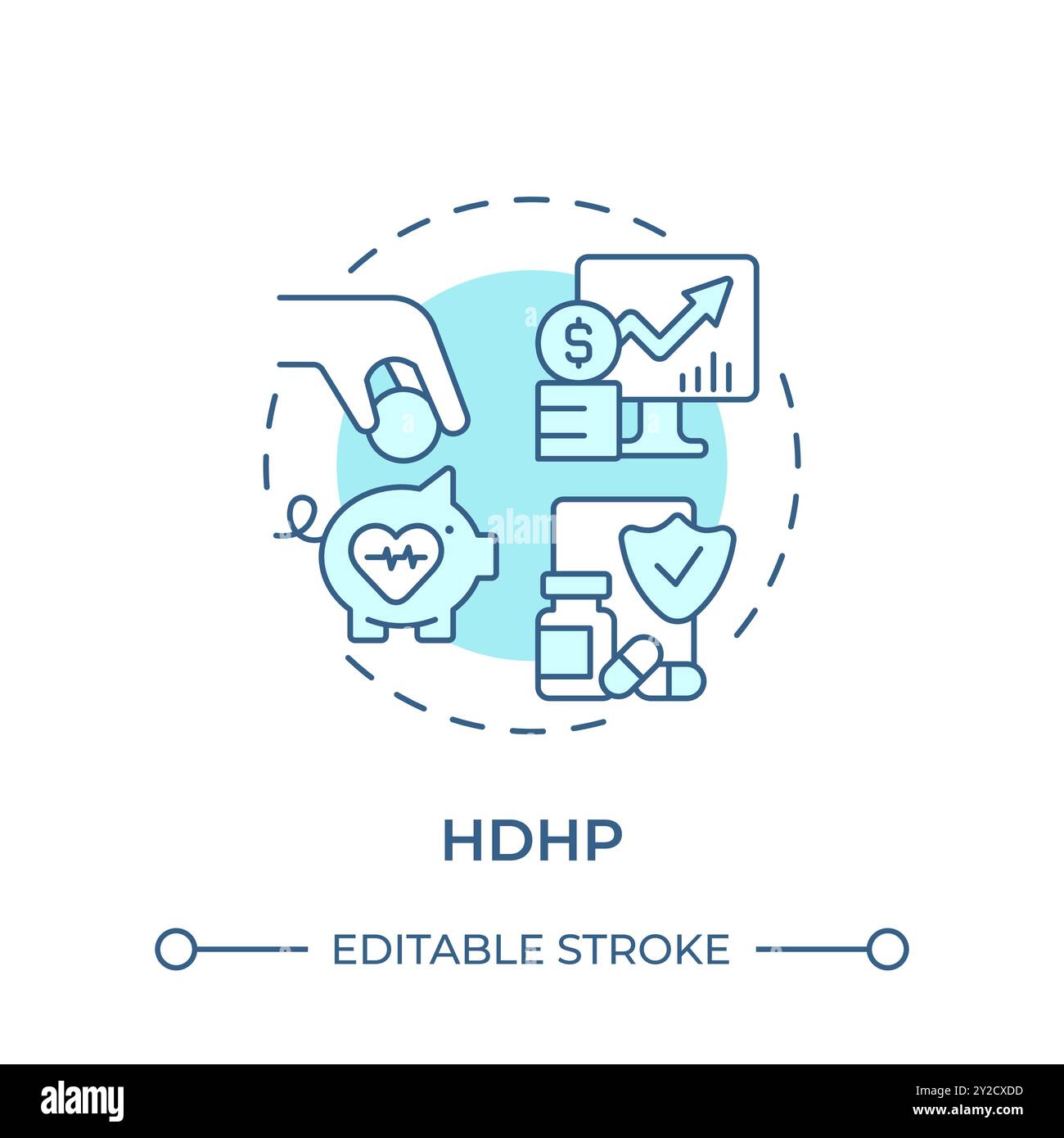 HDHP soft blue concept icon Stock Vector