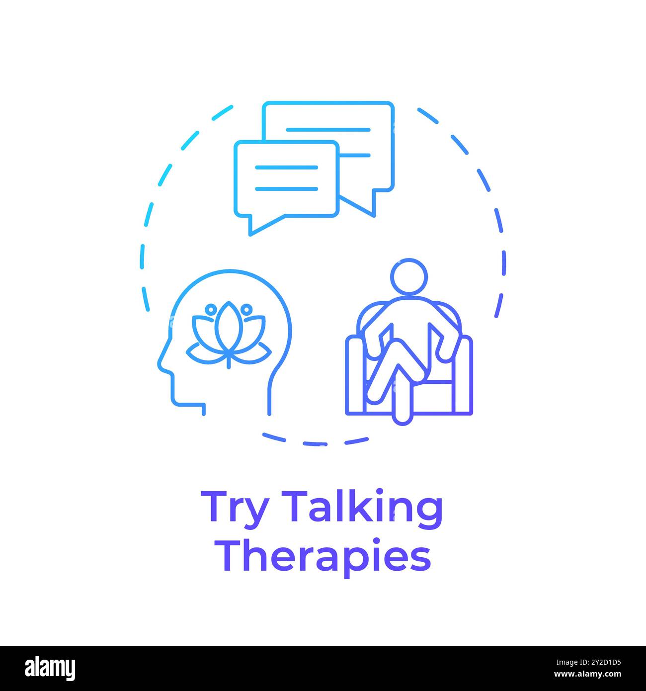 Try talking therapies blue gradient concept icon Stock Vector