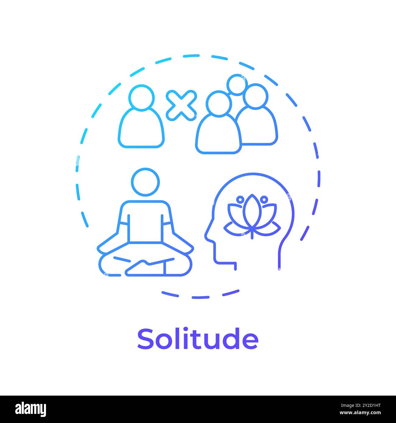 Solitude blue gradient concept icon Stock Vector