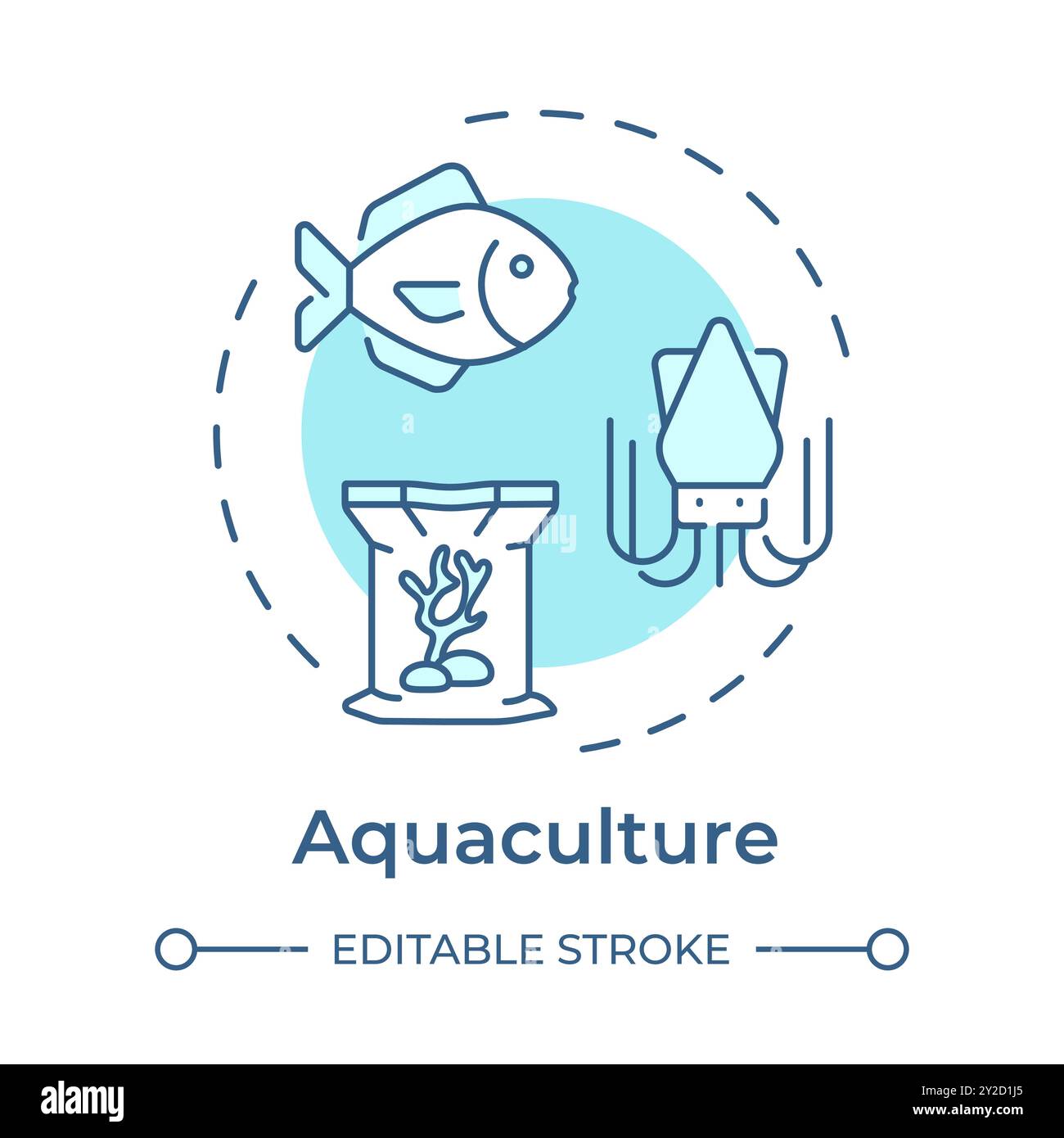 Aquaculture soft blue concept icon Stock Vector