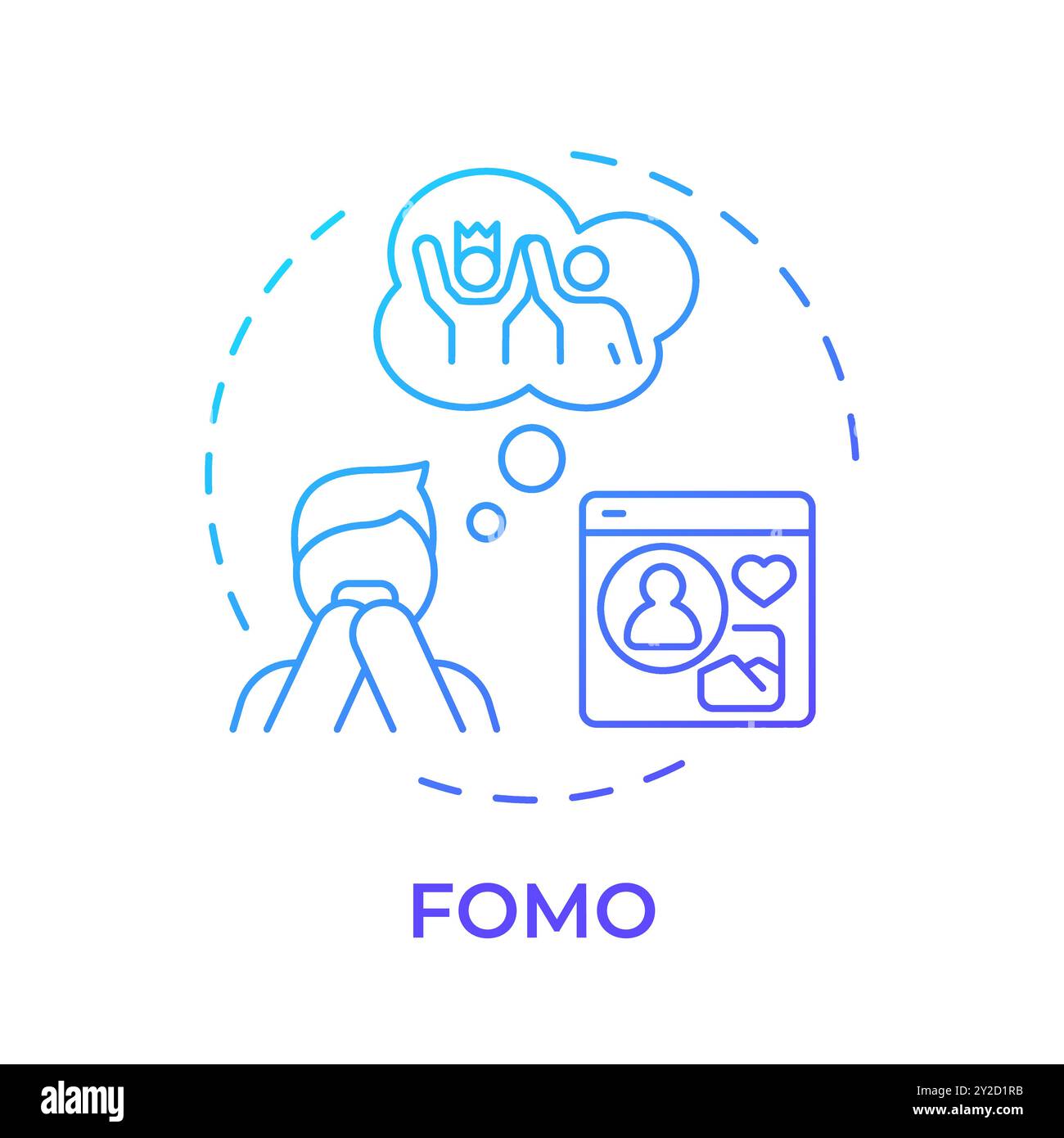 FOMO blue gradient concept icon Stock Vector