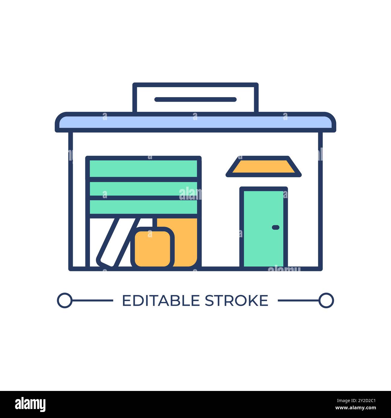 Small warehouse RGB color icon Stock Vector