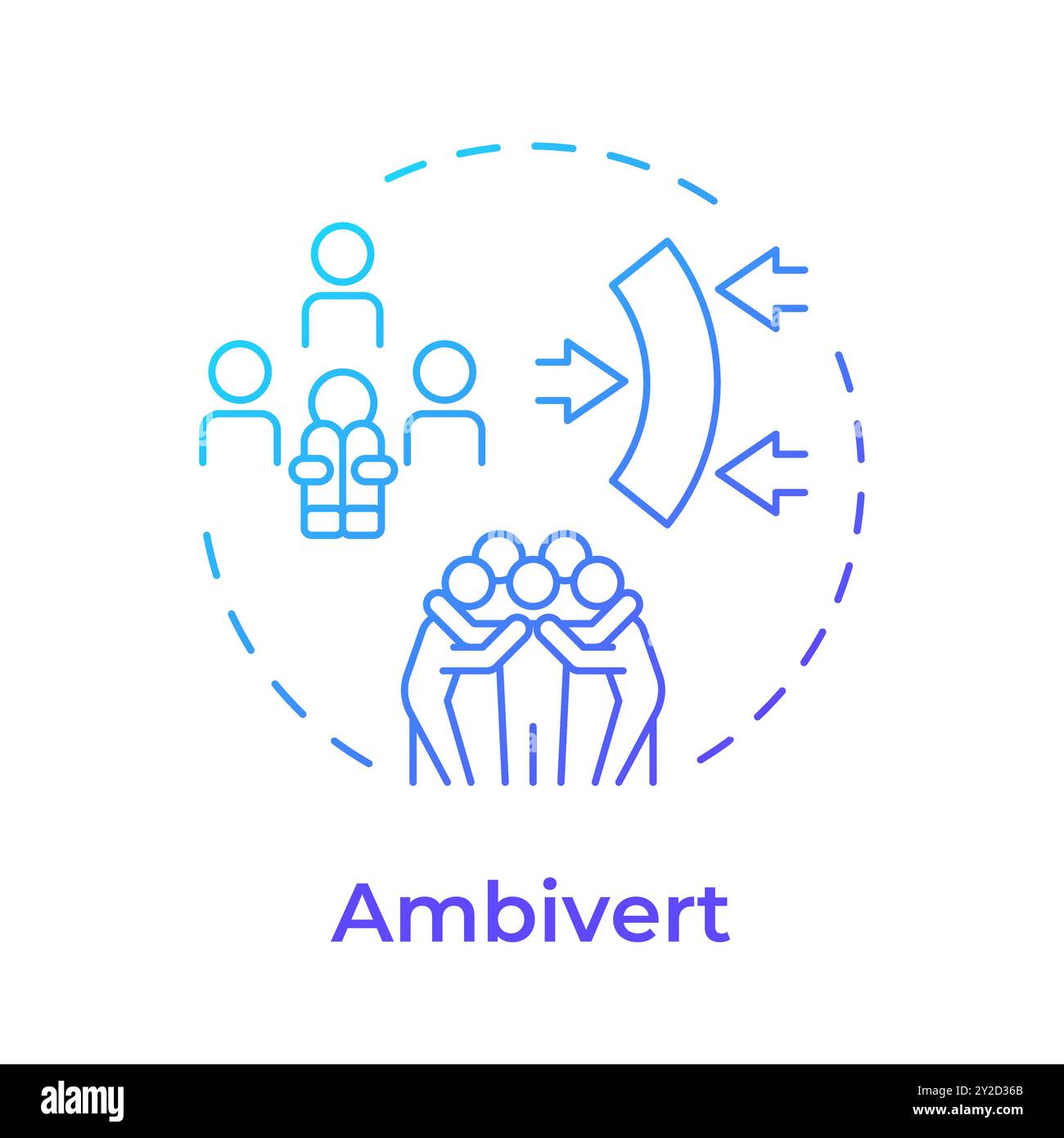 Ambivert blue gradient concept icon Stock Vector