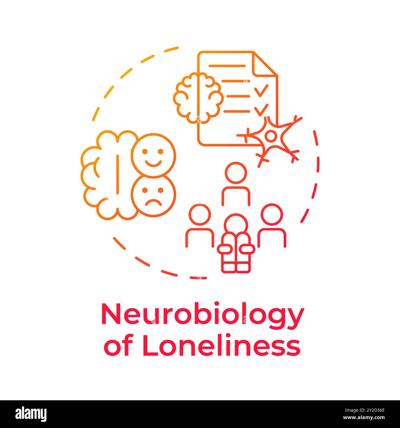 Neurobiology of loneliness red gradient concept icon Stock Vector Image ...