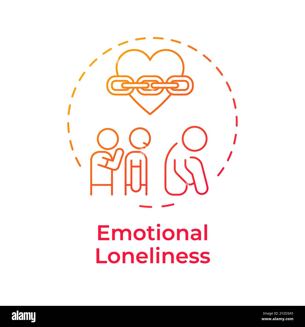 Emotional loneliness red gradient concept icon Stock Vector