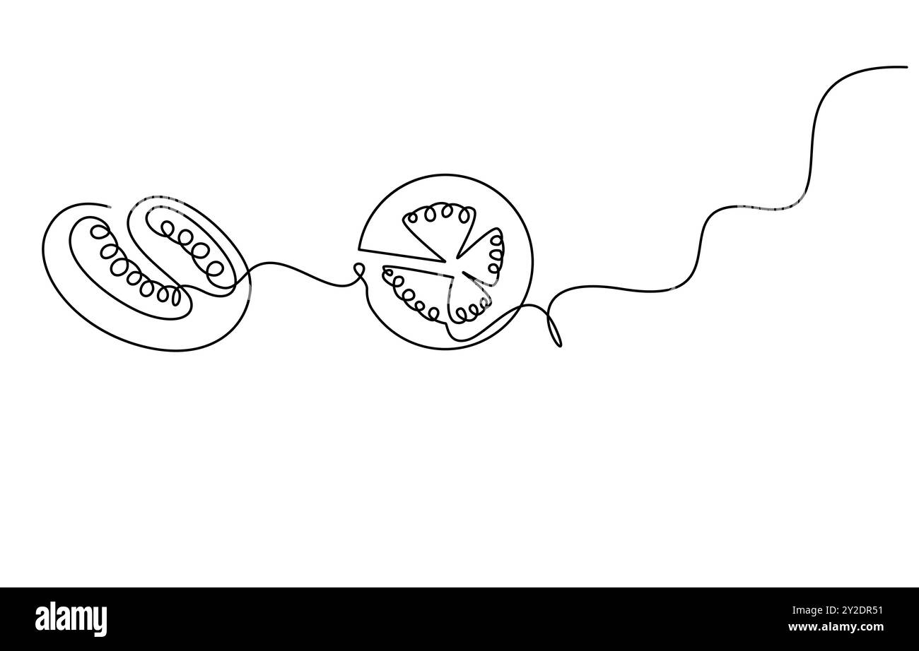 ripe fresh one tomato fruit vegetable line art, single line tomato icon ...