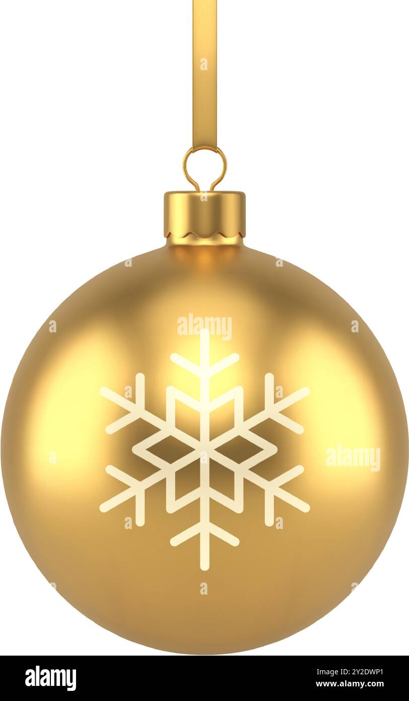 Luxury gold metallic Christmas ball with golden decorative snowflake ...