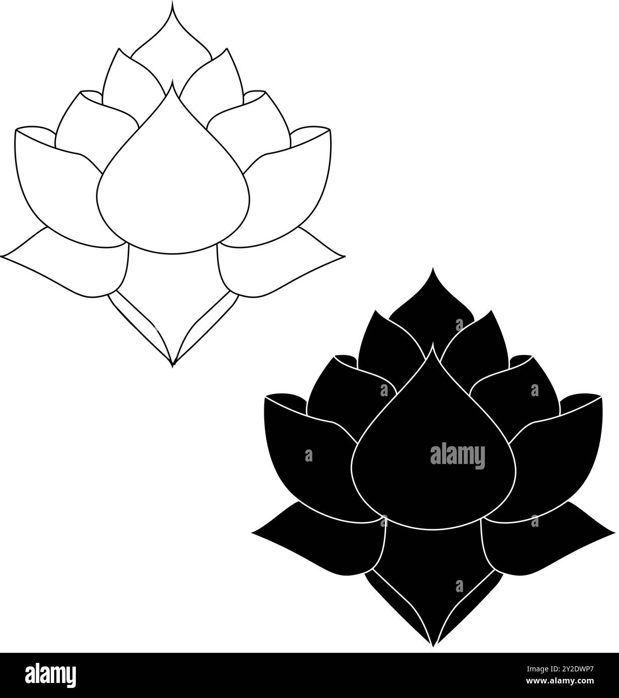 Lotus flower linear sign in elegant minimalist style. Graphic symbol ...