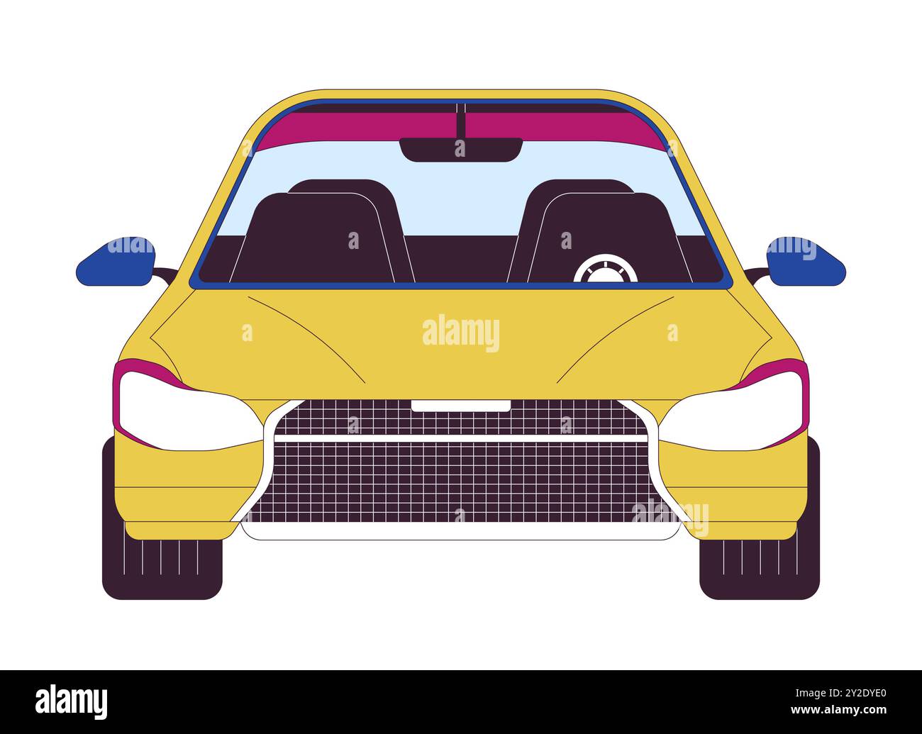 Modern car with empty salon 2D linear cartoon object Stock Vector