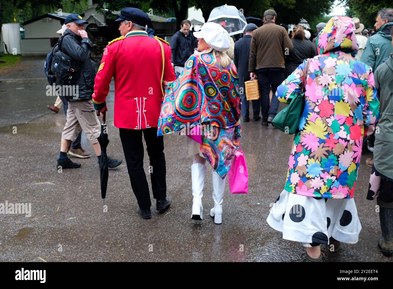 Visitors to the 2024 Goodwood Revival enter into the spirit of the event by wearing Vintage Clothing. Stock Photo