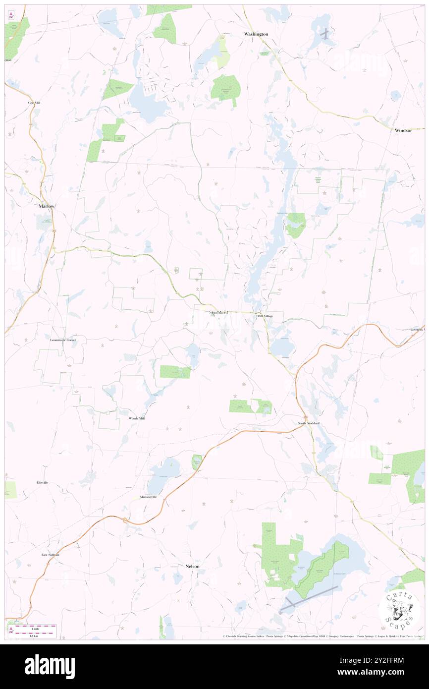 Stoddard, Cheshire County, US, United States, New Hampshire, N 43 4' 43'', S 72 6' 52'', map, Cartascapes Map published in 2024. Explore Cartascapes, a map revealing Earth's diverse landscapes, cultures, and ecosystems. Journey through time and space, discovering the interconnectedness of our planet's past, present, and future. Stock Photo