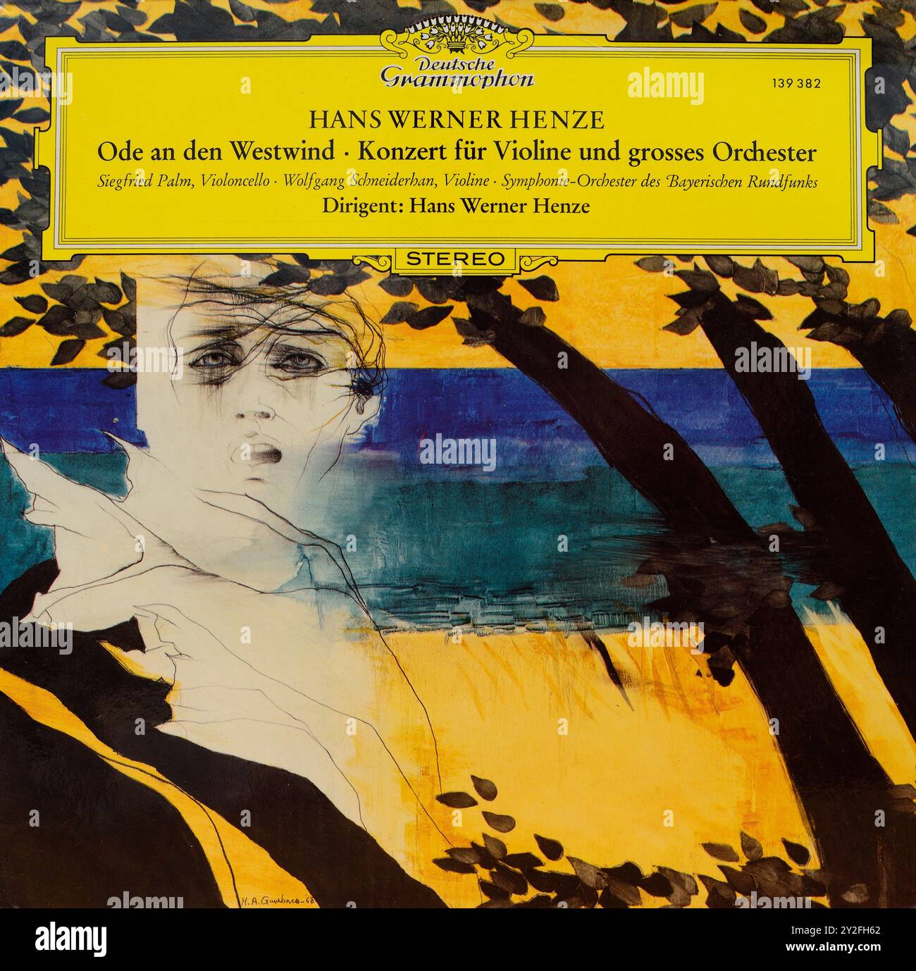 Vintage vinyl record cover. Hans Werner Henze-Ode to the West Wind