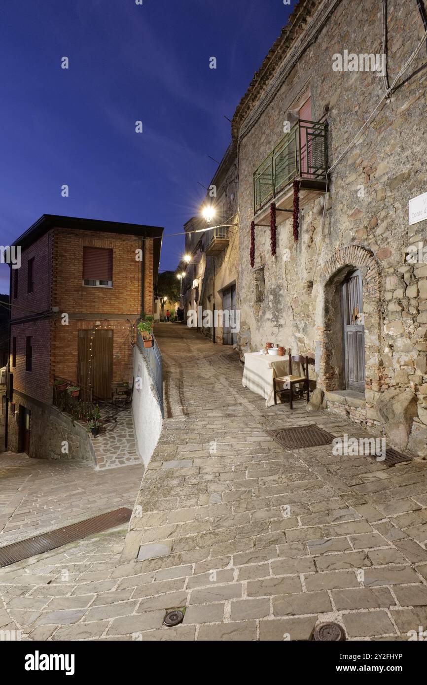 A small street iin Colobraro, a village in Basilicata, Italy. Stock Photo