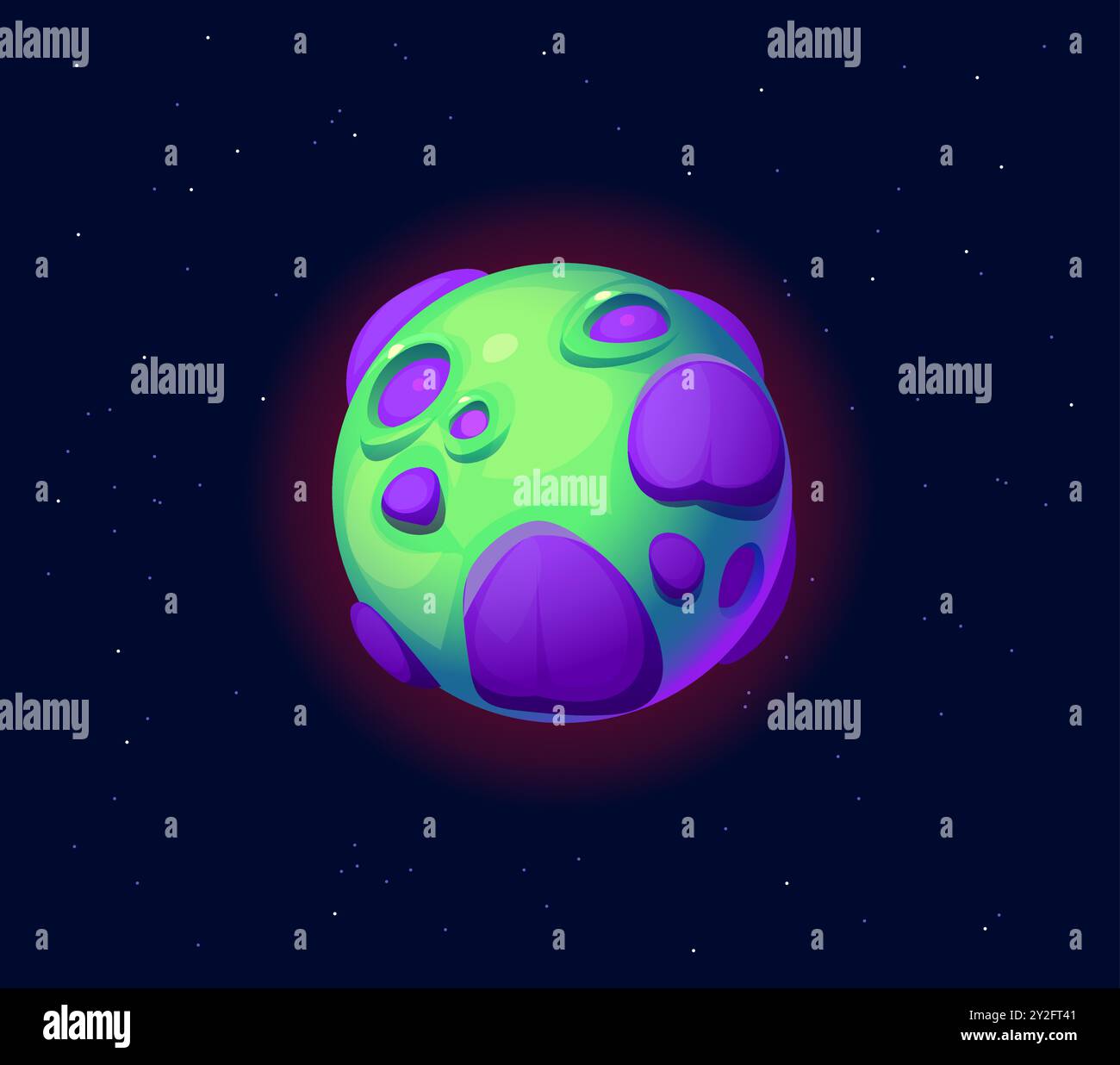 Cartoon fantasy galaxy alien space planet featuring a green surface ...