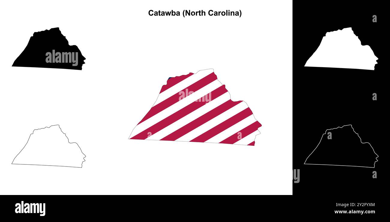 catawba-county-north-carolina-outline-map-set-stock-vector-image
