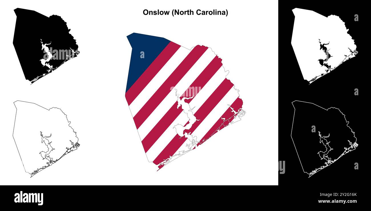 Onslow county north carolina outline map set stock vector image art