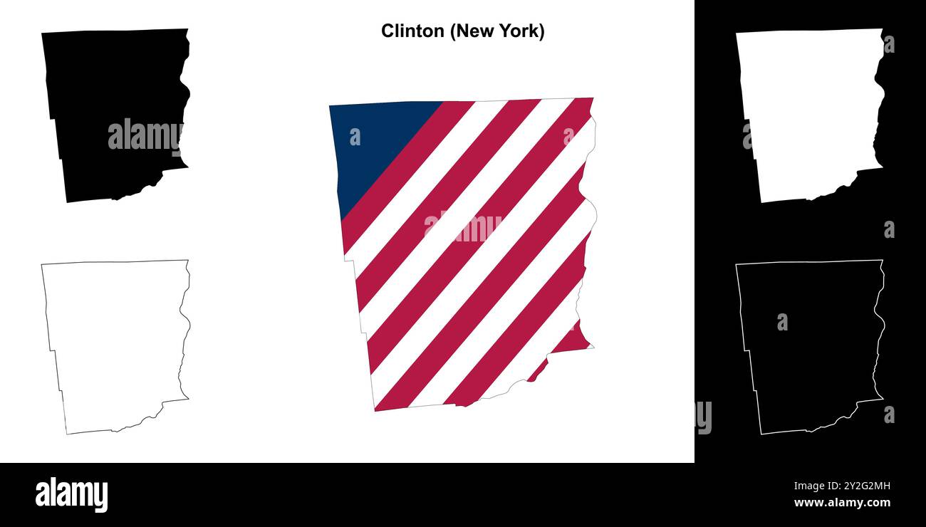 Clinton County New York outline - Clinton County New York Outline Map Set 2Y2G2MH