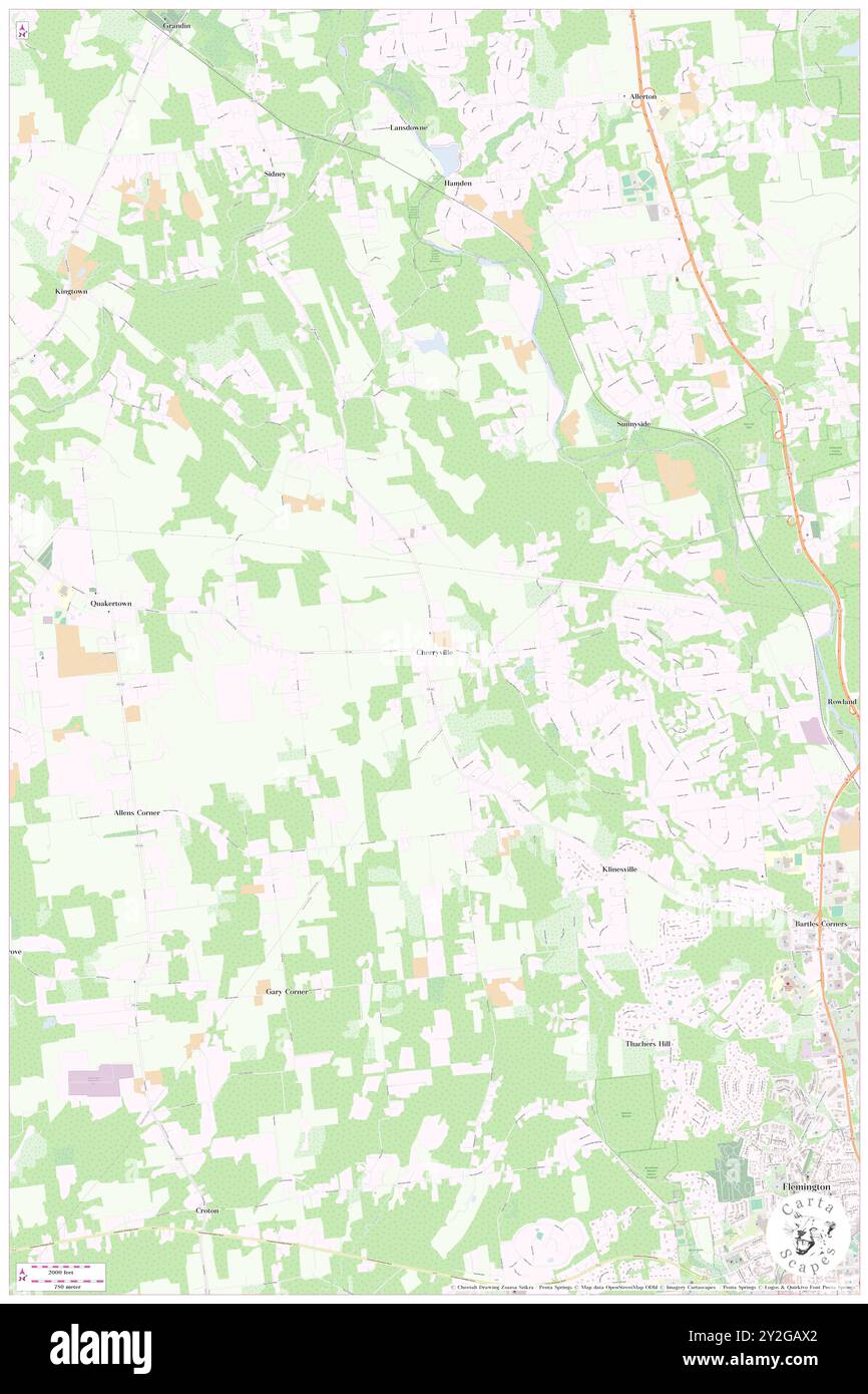 Cherryville, Hunterdon County, US, United States, New Jersey, N 40 33' 40'', S 74 54' 11'', map, Cartascapes Map published in 2024. Explore Cartascapes, a map revealing Earth's diverse landscapes, cultures, and ecosystems. Journey through time and space, discovering the interconnectedness of our planet's past, present, and future. Stock Photo