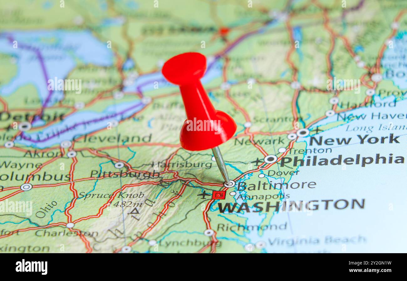 Baltimore, Maryland pin on map Stock Photo - Alamy